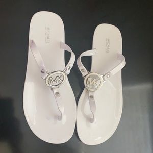 Michael Kors white jelly flip-flops sandals